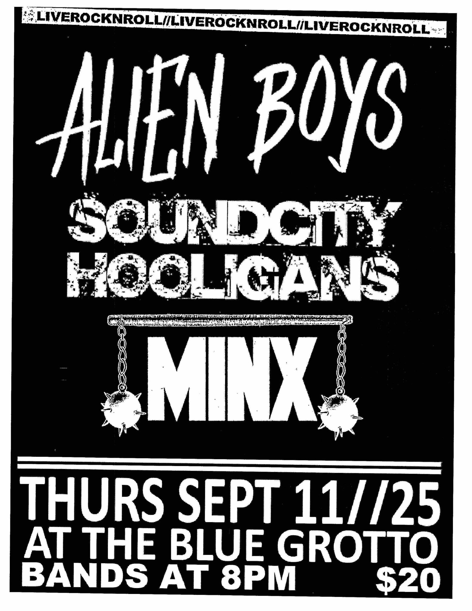 Sept 11 2025 Alien Boys, Sound City Hooligans, Minx